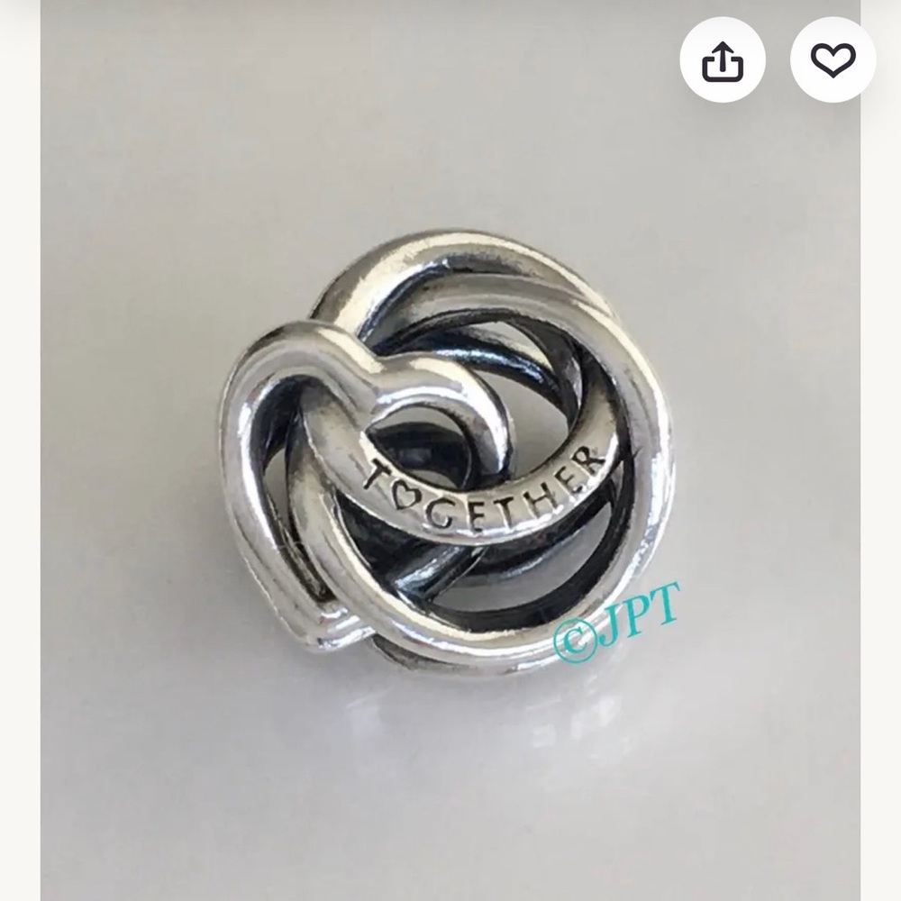 Pandora Silver 'Together' Interlocking Heart Charm